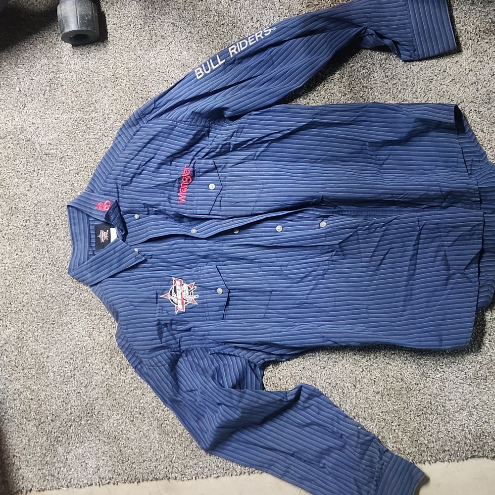Wrangler Navy Striped Bull Riders Shirt